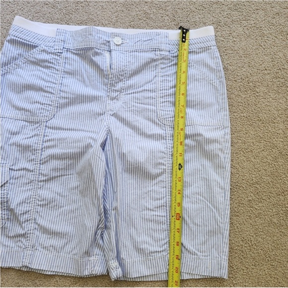 Blue & White Striped Cargo Bermuda Shorts - Picture 4 of 7